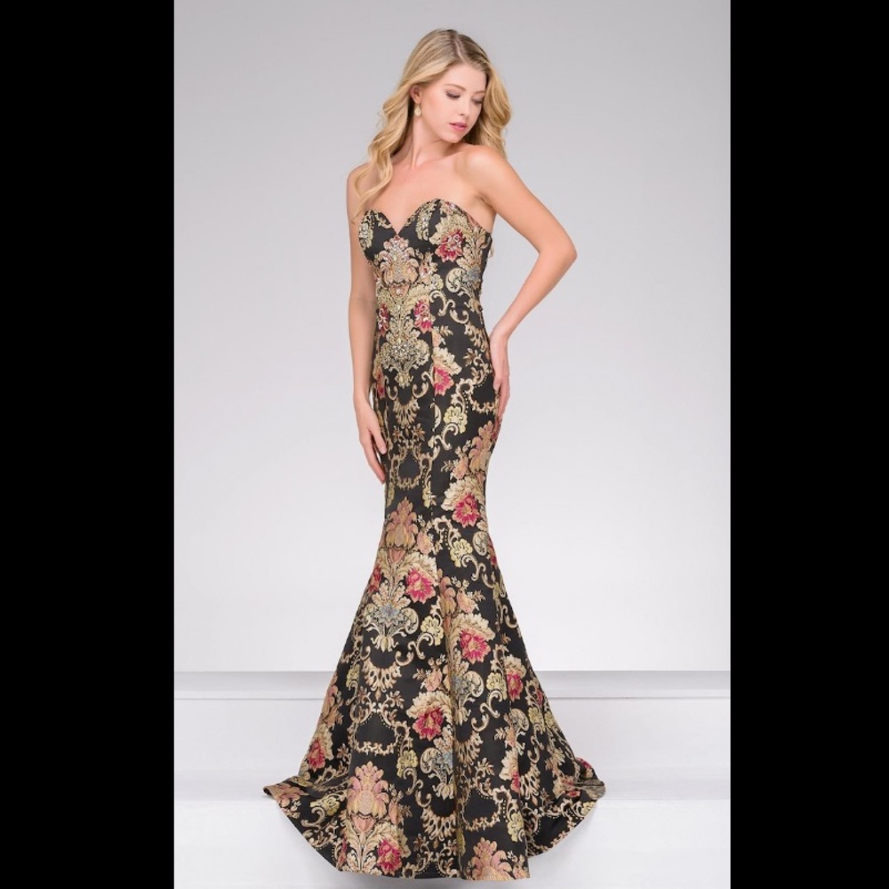 Jovani Brocade Strapless Mermaid Gown / Prom Dress